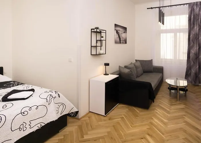 Black & White Apartment Prague By Wenceslas Square And Muzeum